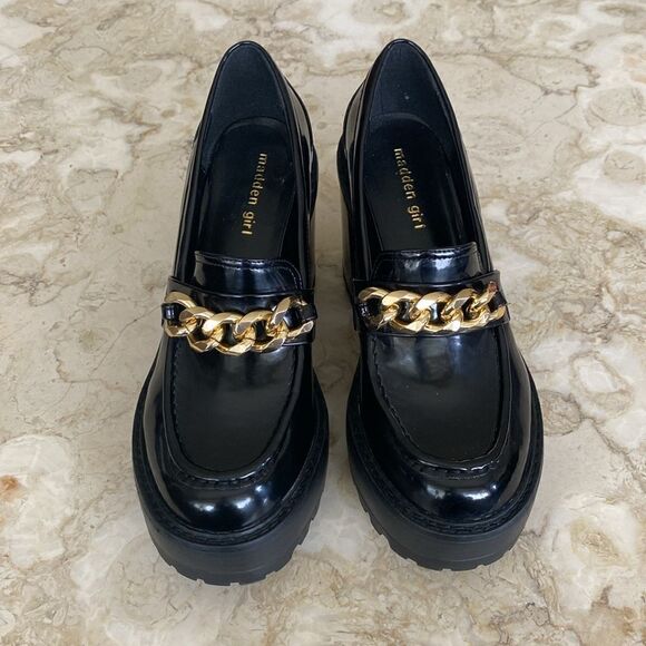Madden Girl Kelsey-C Chunky Platform Heeled Chain Detail Loafers - Picture 5 of 11